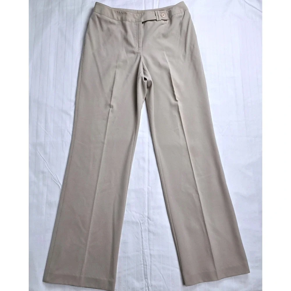 Worthington Stretch Dress Pants Womens 10T Tall Beige Tan Straight‎ Leg Trousers